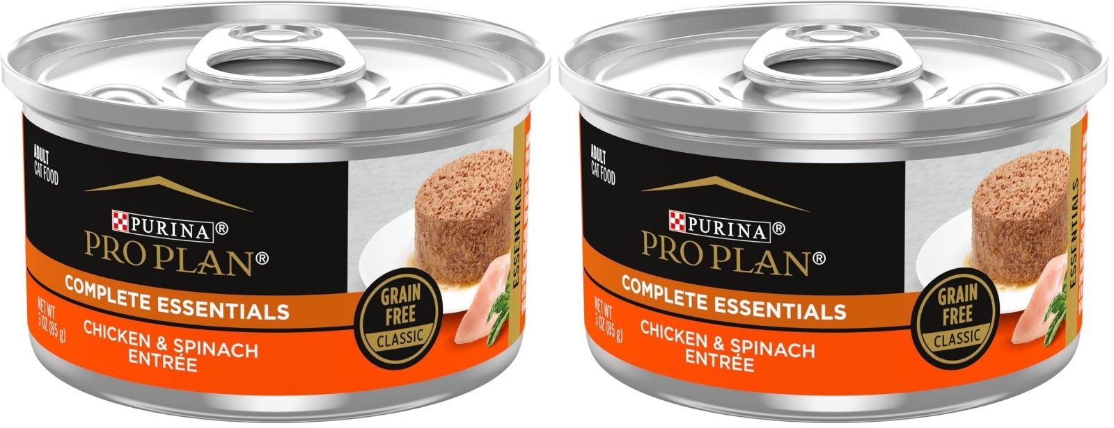 Grain-Free Wet Cat Food Pate – Chicken & Spinach Entree, 3 oz Cans, 48 Pack