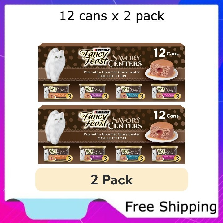 (2 pack) Purina Fancy Feast Savory Centers Wet Cat Food Pate Variety Pack