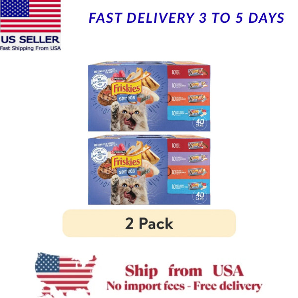 Purina Friskies Shreds Variety Pack Wet Cat Food Gravy 80 Cans 5.5 oz