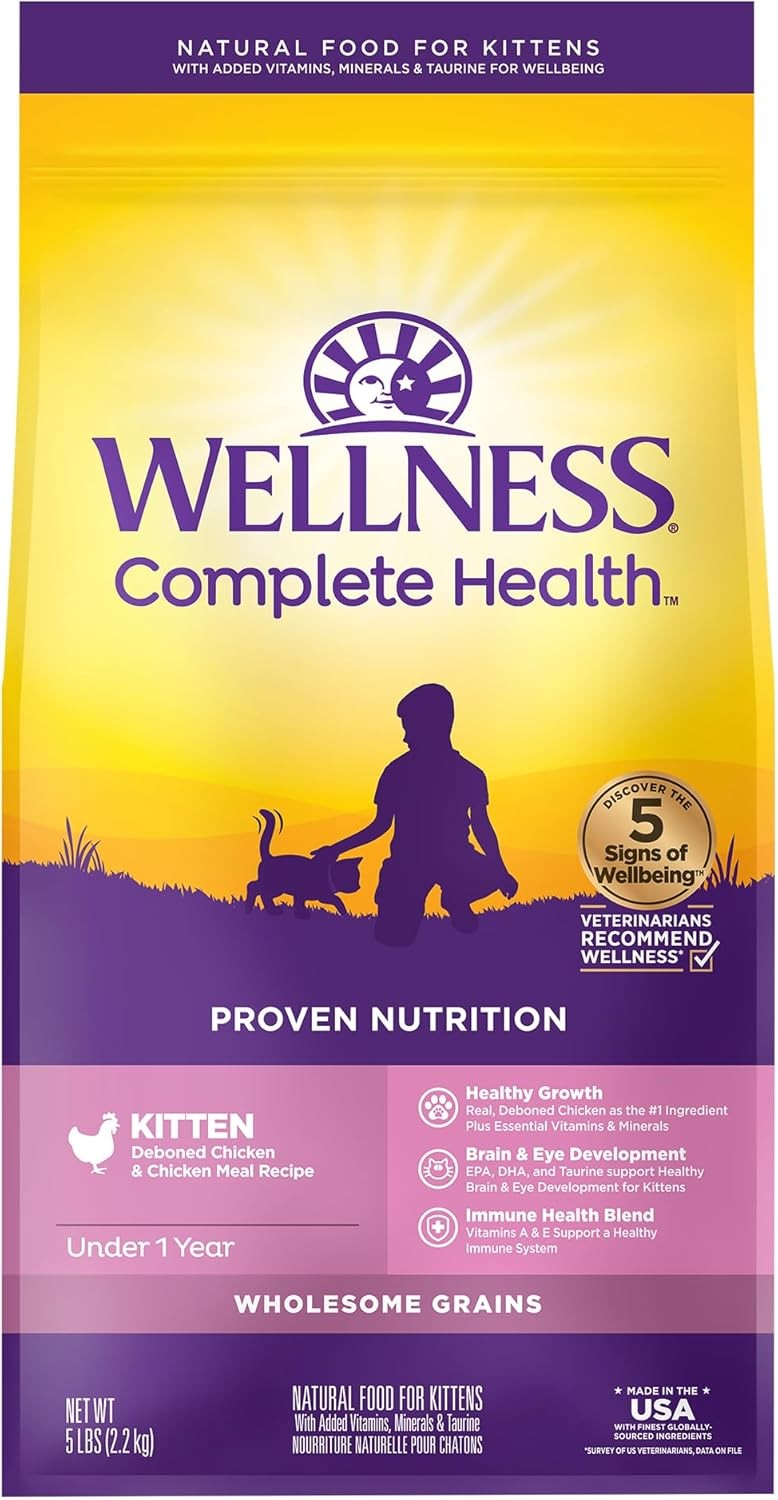 Wellness Complete Health Kitten Dry Cat Food for 5 Pound (Pack of 1),