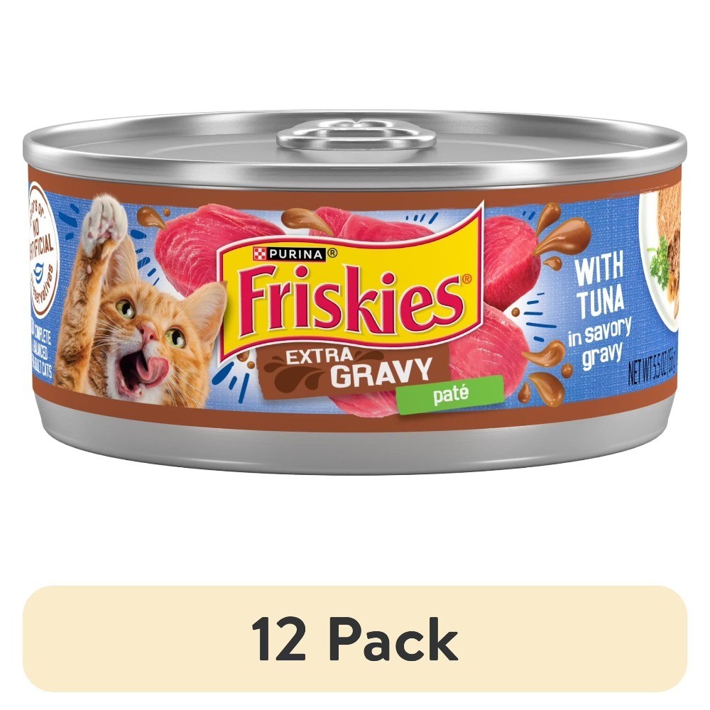Wet Cat Food Gravy Pate Tuna Variety Pack 12 Cans 5.5 oz Each