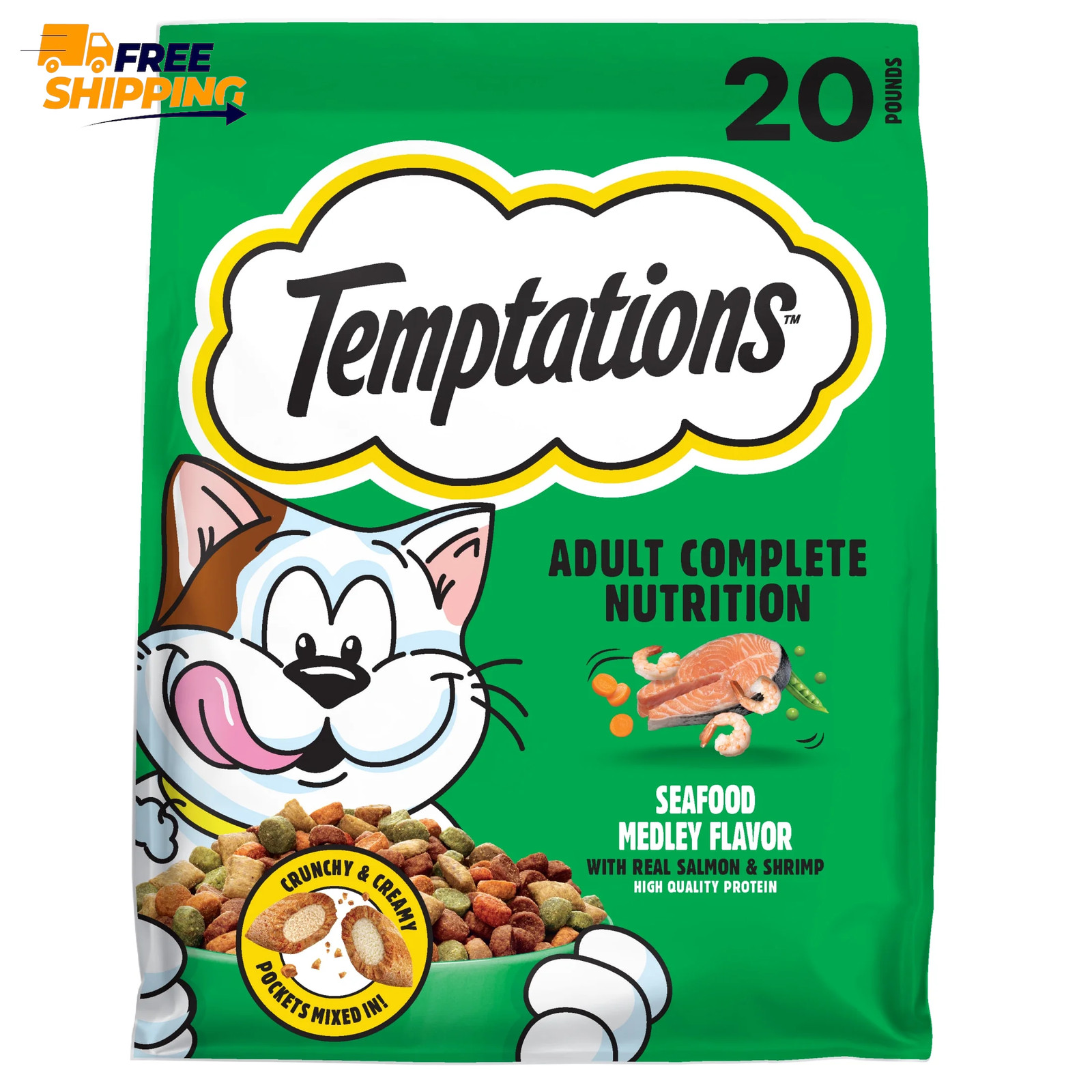 Adult Seafood Medley Flavor Dry Cat Food, 20 Lb Bag ✌️👍