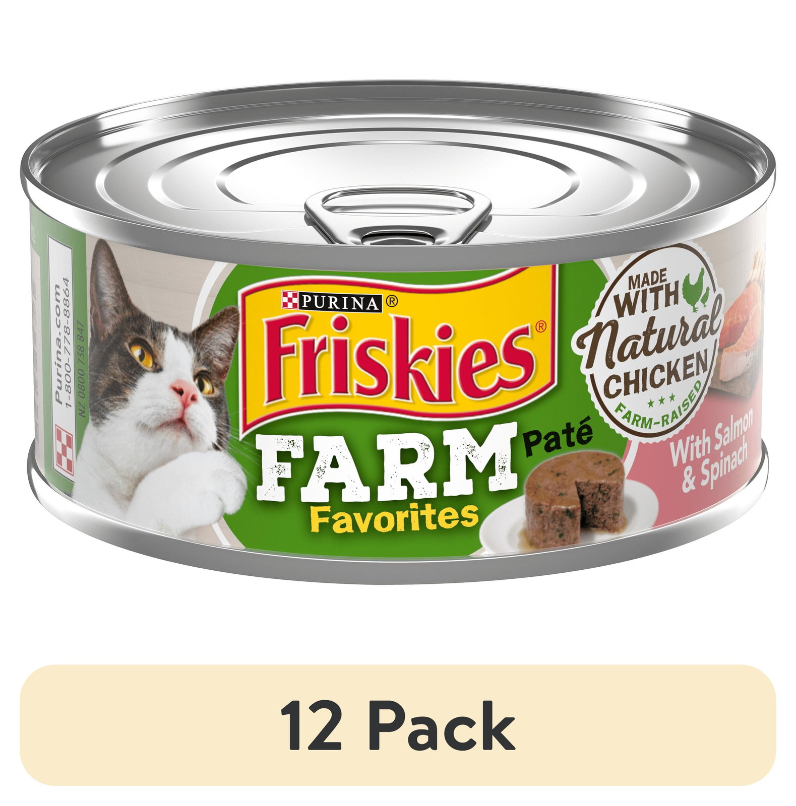 (24 pack) Purina Farm Favorites Pate, Chicken Salmon, Wet Cat Food, 5.5 oz Can