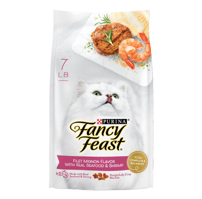 (2 pack) Purina Fancy Feast Dry Cat Food Filet Mignon Seafood, 7 lb Bag