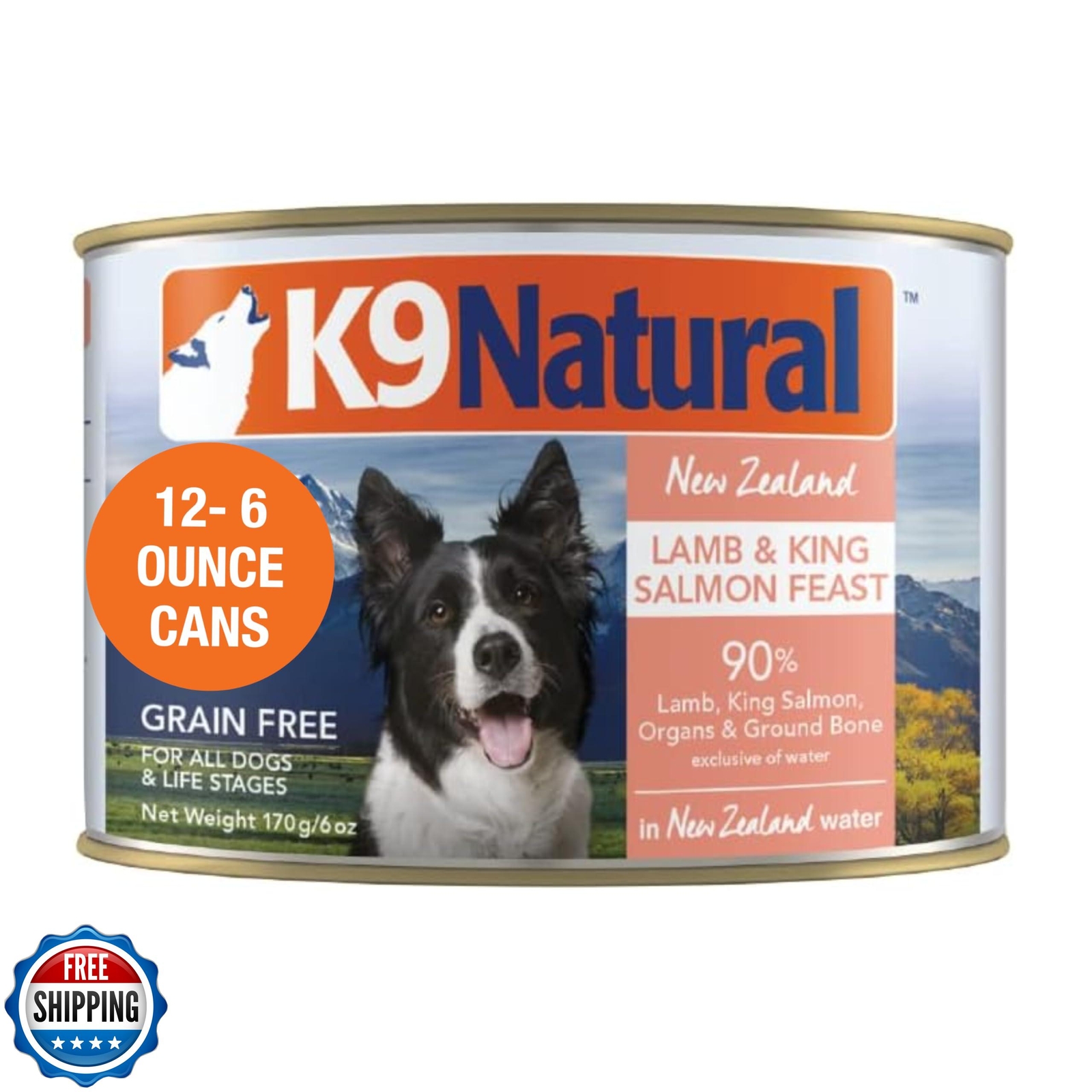 K9 Natural Wet Dog Food Pate, Lamb and King Salmon Feast, 6 Oz Cans (Pack of