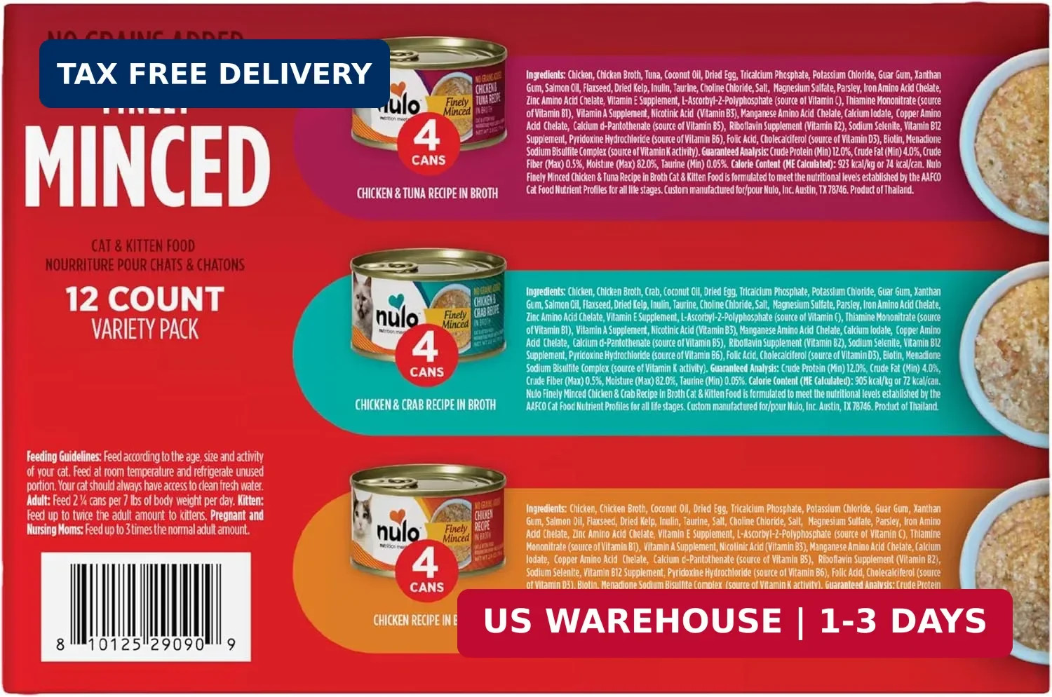 Nulo Finely Minced Variety Flavor Wet Canned Cat Food, 2.8 Ounce (Pack of 12)