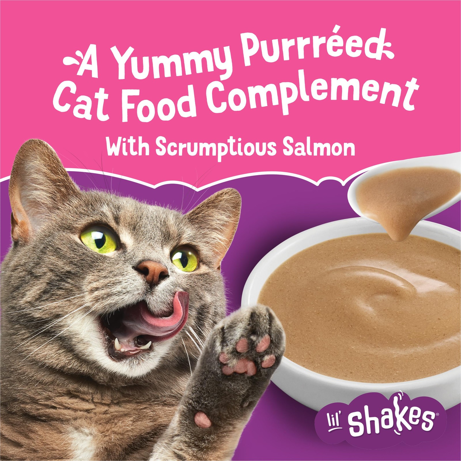 Purina Pureed Cat Food Topper, Lil’ Shakes With Scrumptious Salmon Lickable Cat
