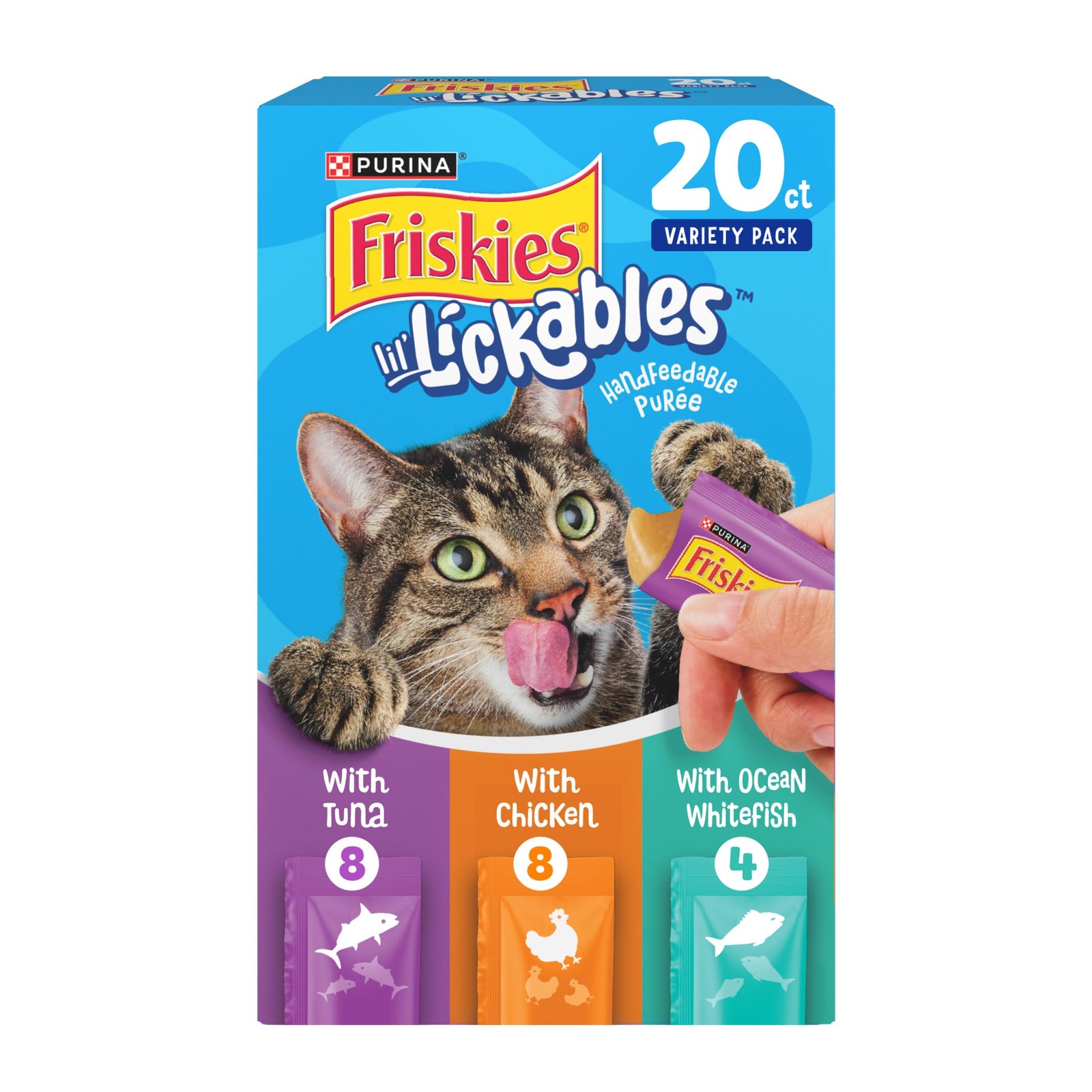 Lil’ Lickables Cat Treats Variety Pack Chicken Tuna Ocean Whitefish 10 oz of 20