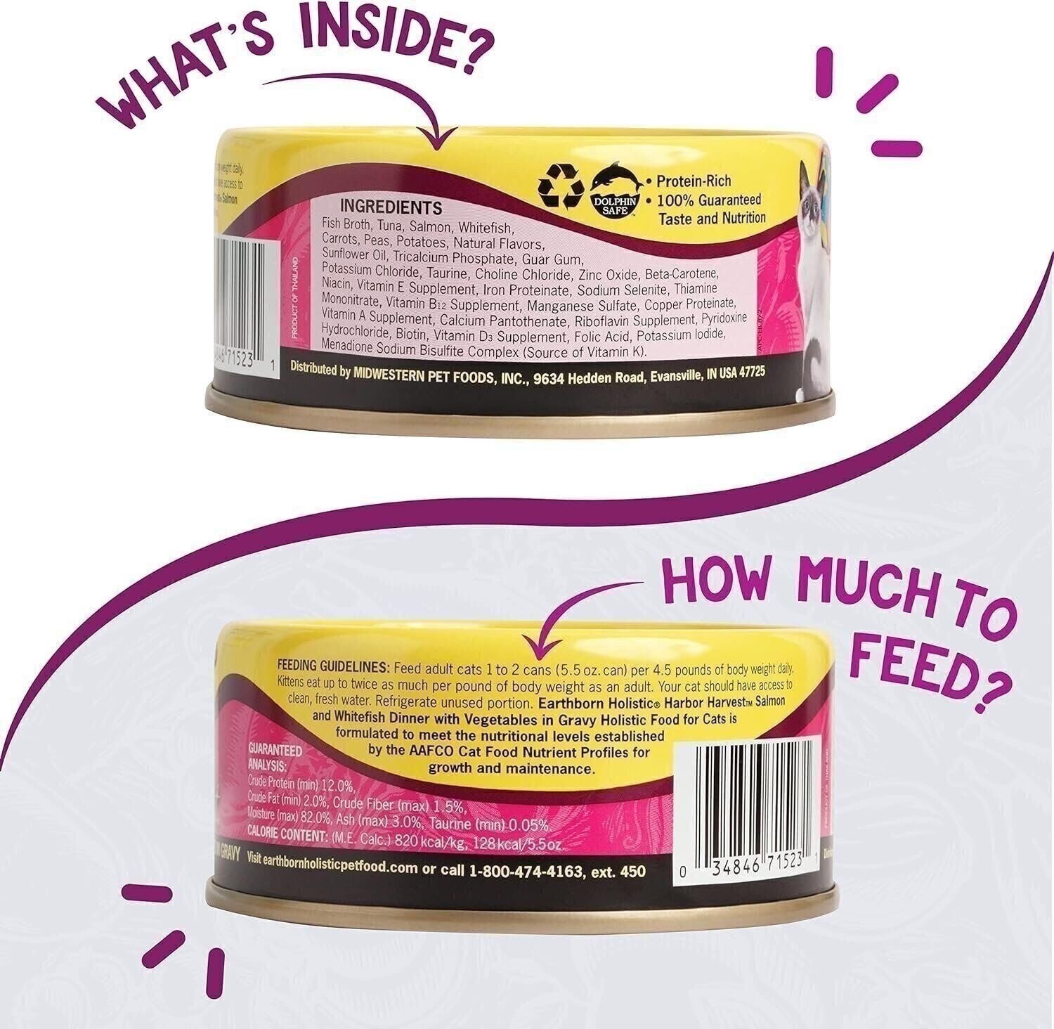 Earthborn Holistic Harbor Harvest Grain Free Canned Cat Food, 5.5 Oz, Case Of 24