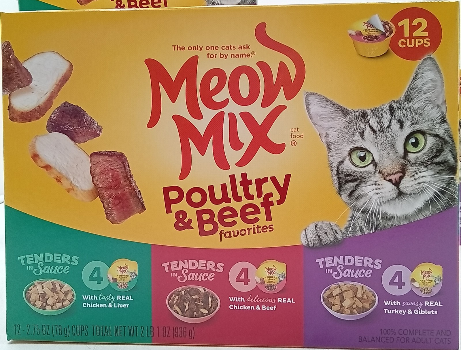 Meow Mix Tender Favorites Poultry & Beef Variety Pack 12 ct Lot of 4 BB 11/27