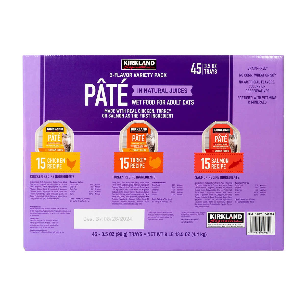 Kirkland Signature Pate Cat Food Variety, 3.5 Ounce (Pack of 45)