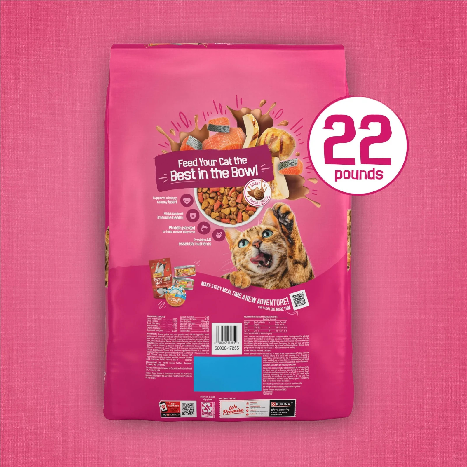 2 pack Purina Friskies Gravy Swirlers Dry Cat Food, Chicken, Salmon, Gravy, 22Lb