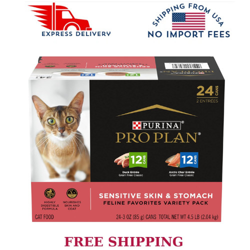 Purina Pro Plan Sensitive Skin & Stomach Adult Wet Cat Food -24CT, 72 OZ