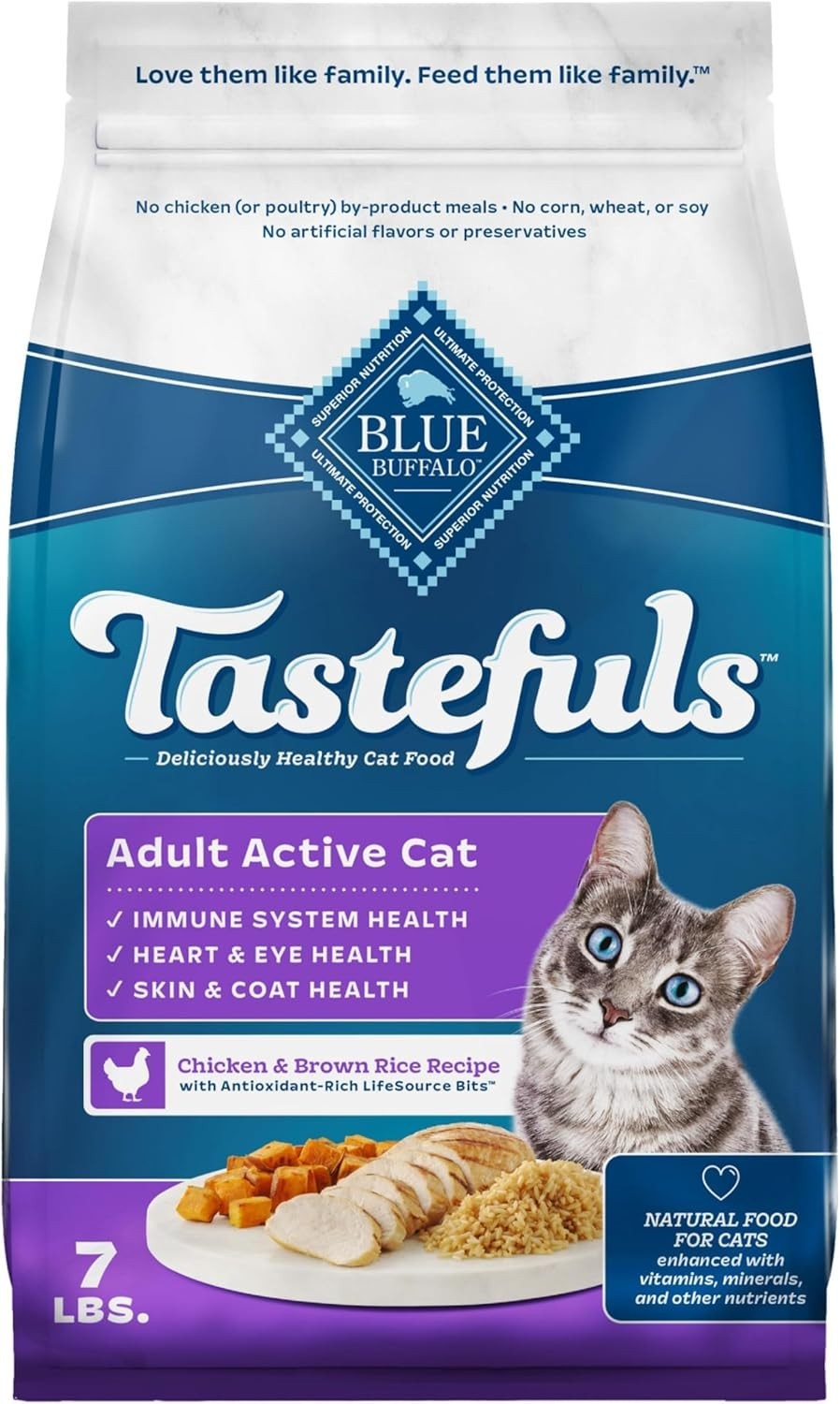 Tastefuls Natural Dry Food Active Adult Cats Chicken & Brown Rice Recipe 15-lb.