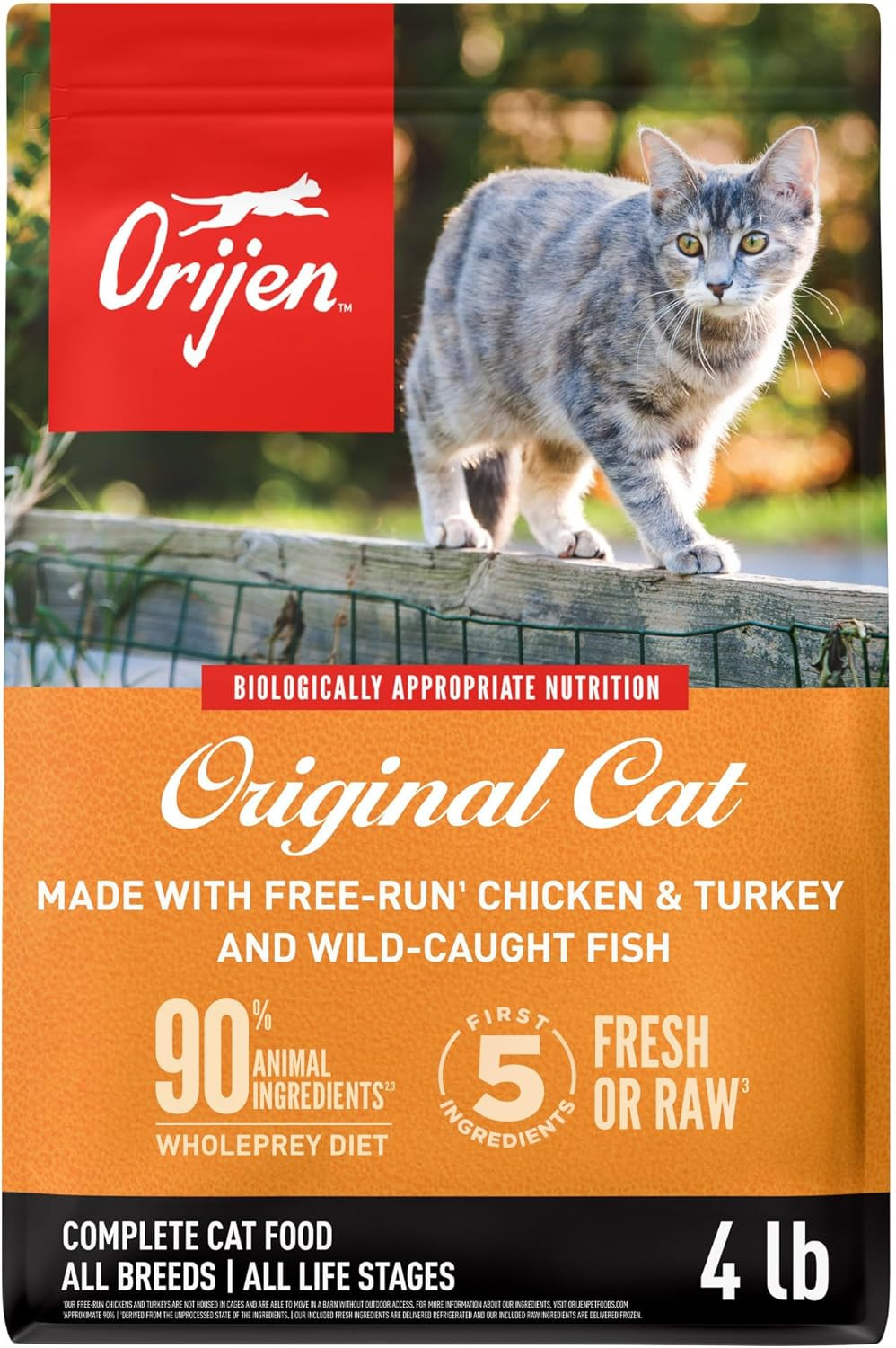 ORIJEN Grain Free High Protein Premium Dry Cat Food Original Recipe 4Lb Bag