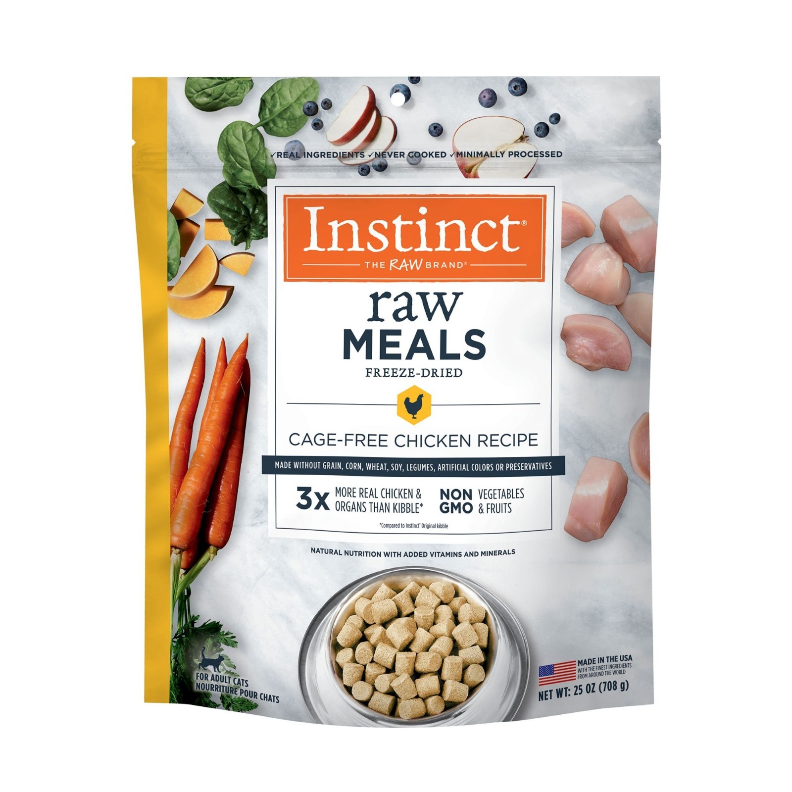 Instinct Raw Meals Freeze-Dried Adult Cat Food – Grain Free, Chicken, 25Oz