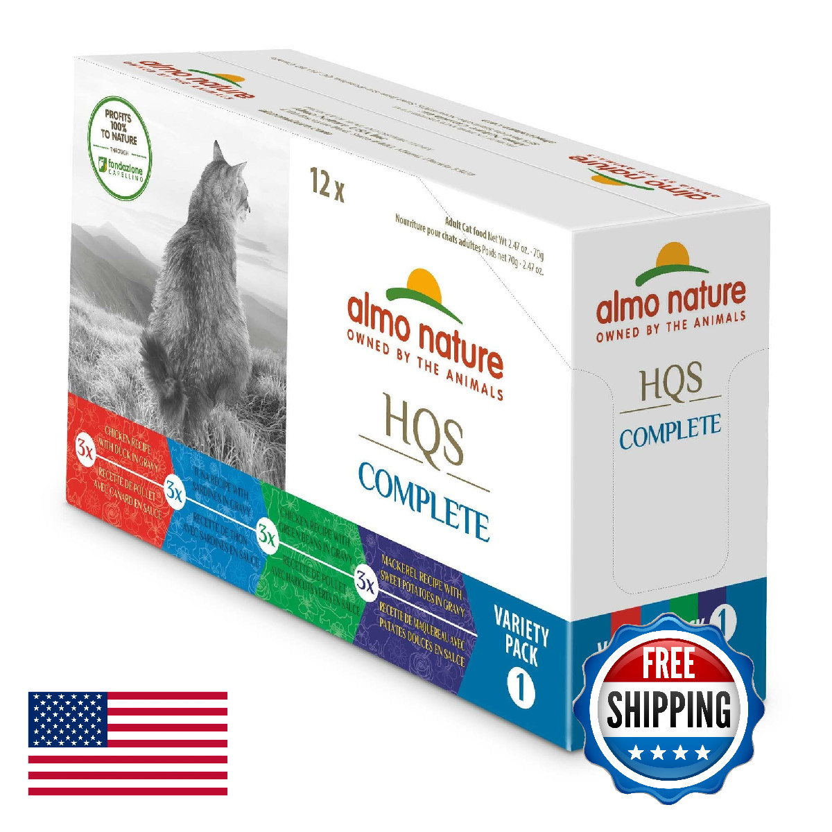 Almo Nature HQS Complete Cat Food Variety Pack – (12) 2.47oz Cans