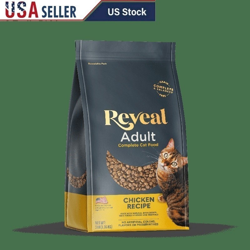 Natural Dry Cat Food Chicken Recipe Grain Free Kibble Limited Ingredients 3lb US
