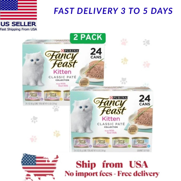 Fancy Feast Kitten Classic Pate Variety Pack Canned Wet Cat Food, 48×3-oz