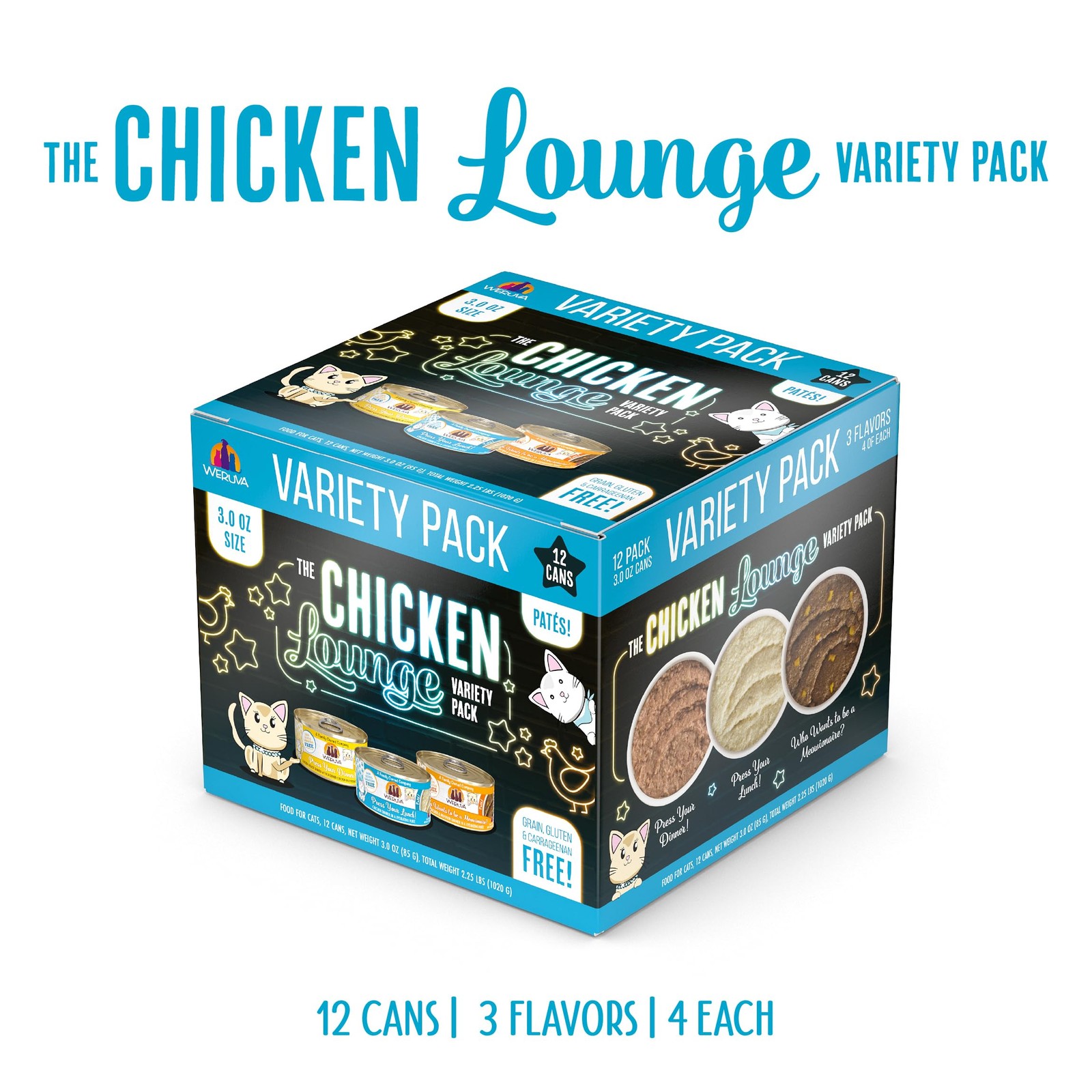 Weruva Wet Cat Food, The Chicken Lounge Paté Variety 3 Ounce (Pack of 12)