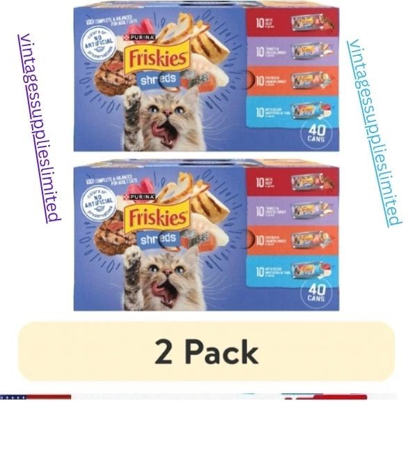(2 pack) Purina Friskies Shreds Gravy Variety Pack, Wet Cat Food, 5.5 oz Cans 40