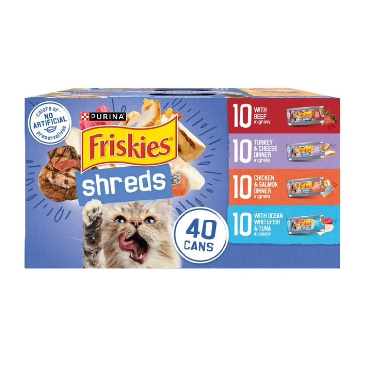 2 Pack x 40 Cans Purina Friskies Shreds Gravy Wet Cat Food Variety Pack