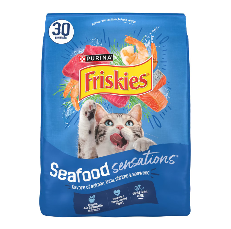 Purina Friskies Dry Cat Food Seafood Sensations With Salmon, Tuna, and Shrimp Fl