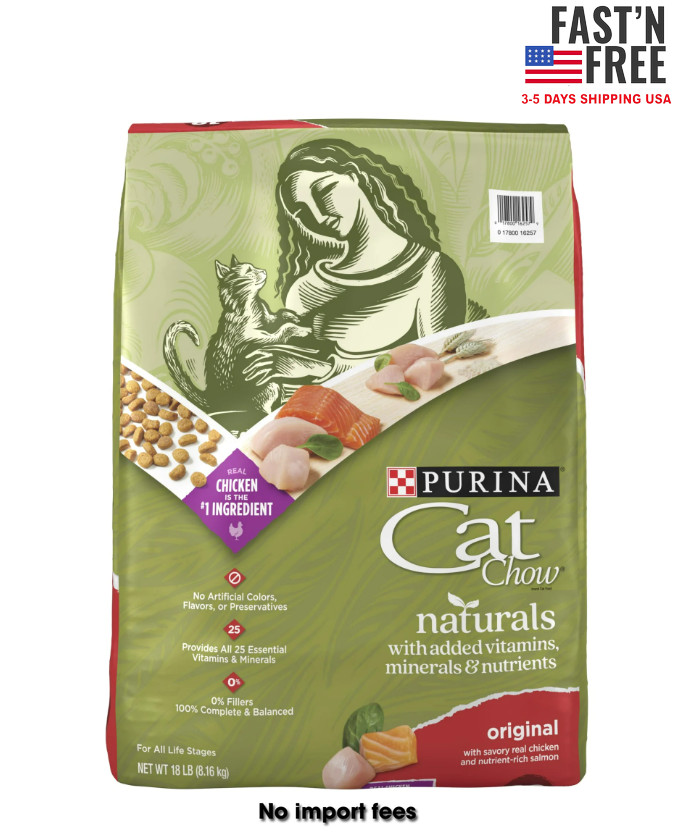 (2 pack) Purina Cat Chow Naturals, Dry Cat Food, Chicken & Salmon, 18 lb Bag