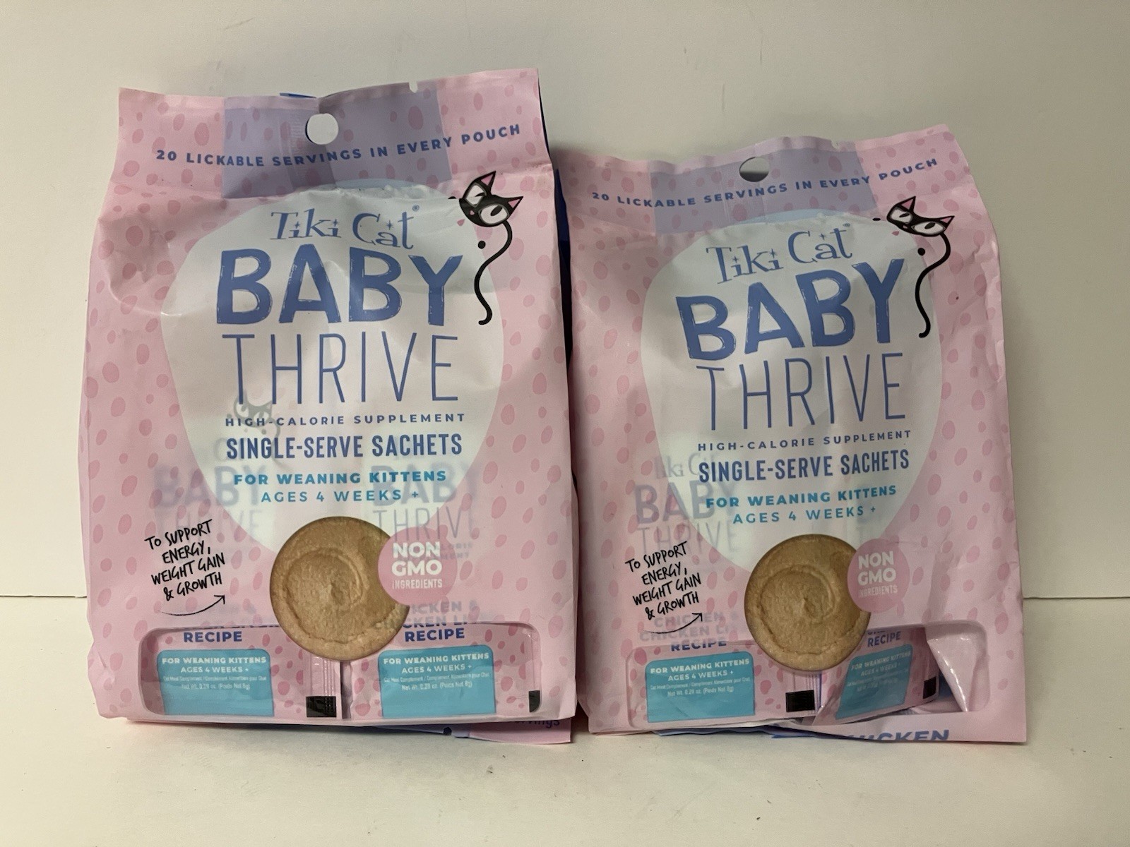 Tiki Cat Baby Thrive Chicken & Chicken & Liver 40 .28oz Single Serve Sachets NEW
