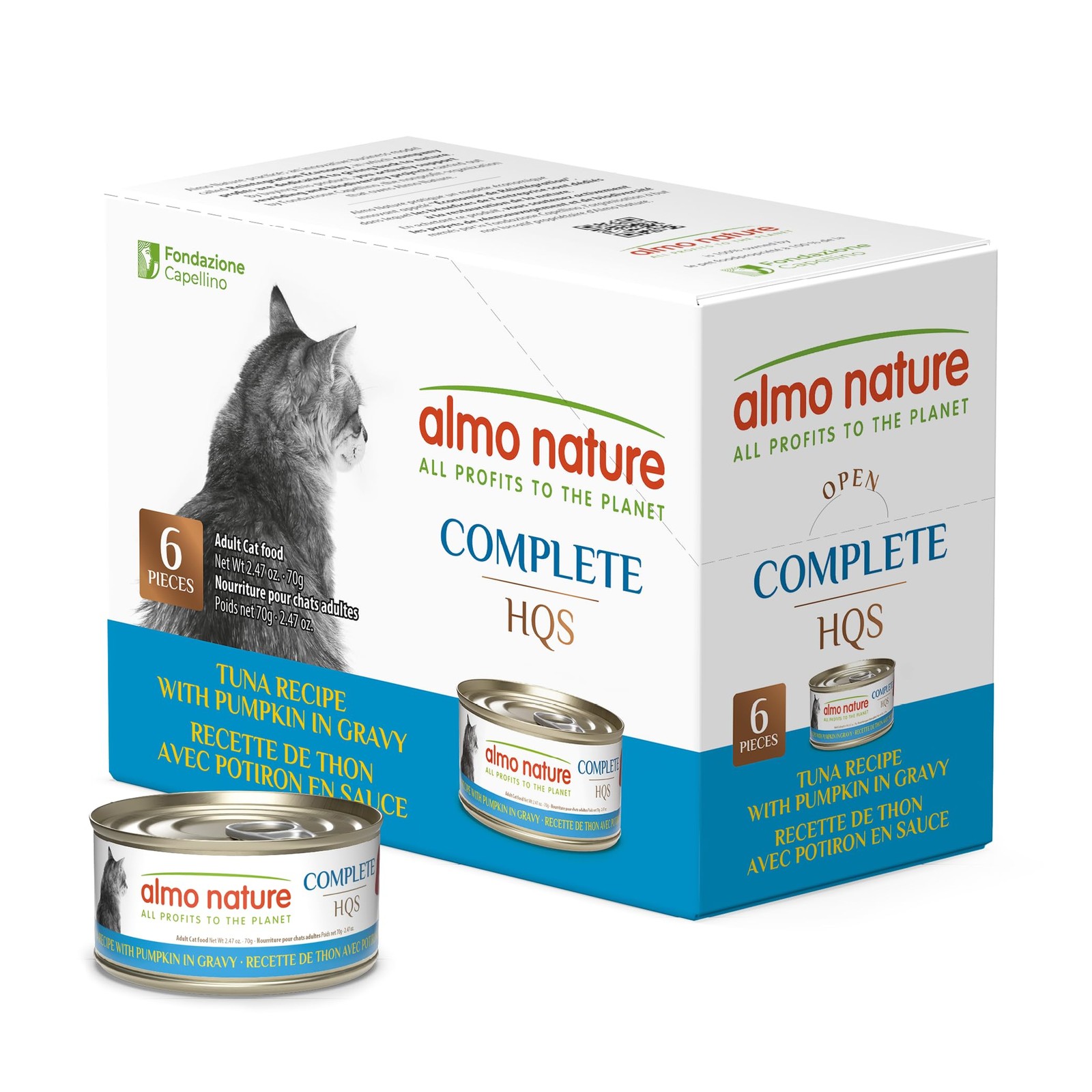HQS Complete Wet Cat Food Tuna with Pumkin, Grain Free, GMO Free 2.47oz Pac…