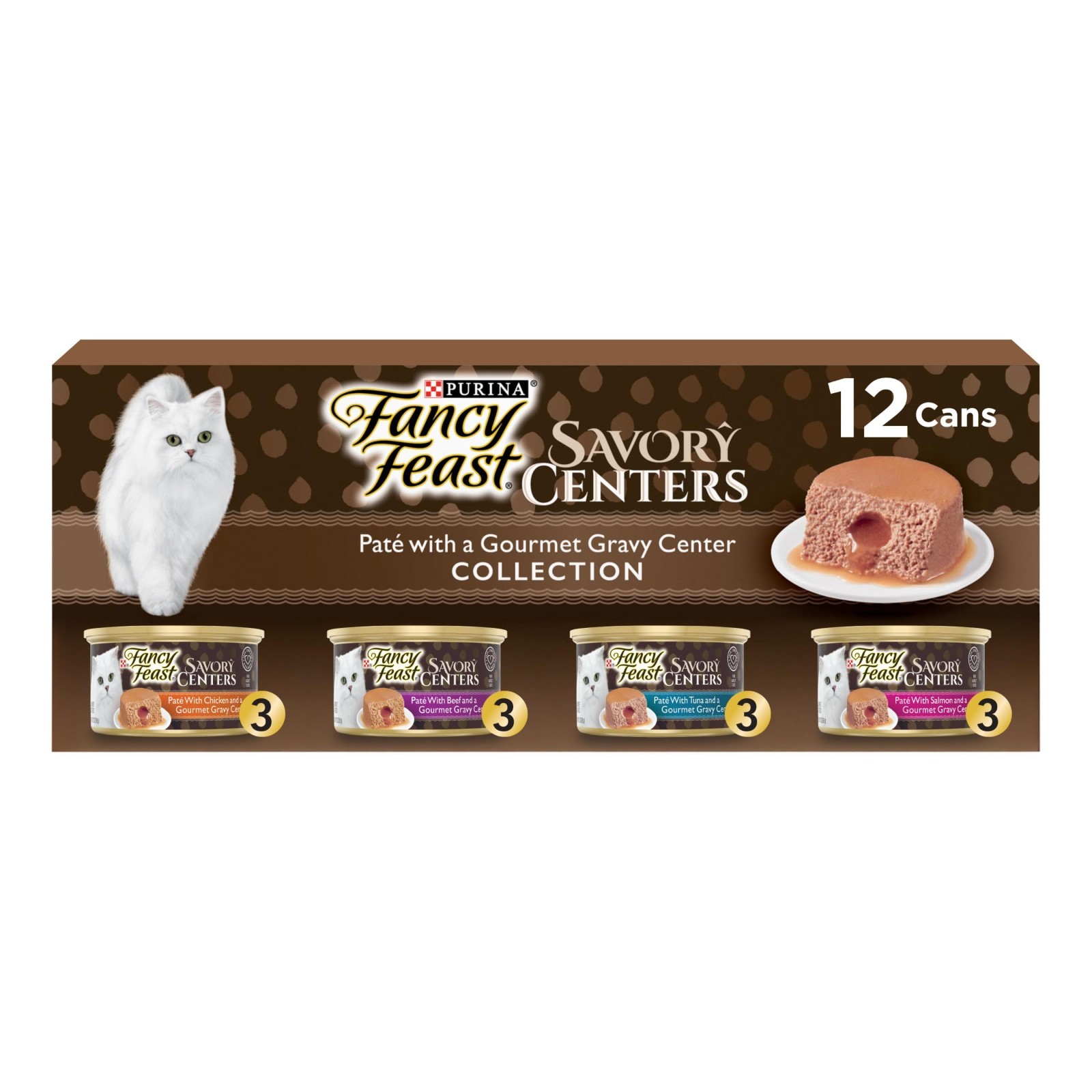 4 PACK Purina Fancy Feast Savory Centers Wet Cat Food Pate Variety Pack, 12 ct