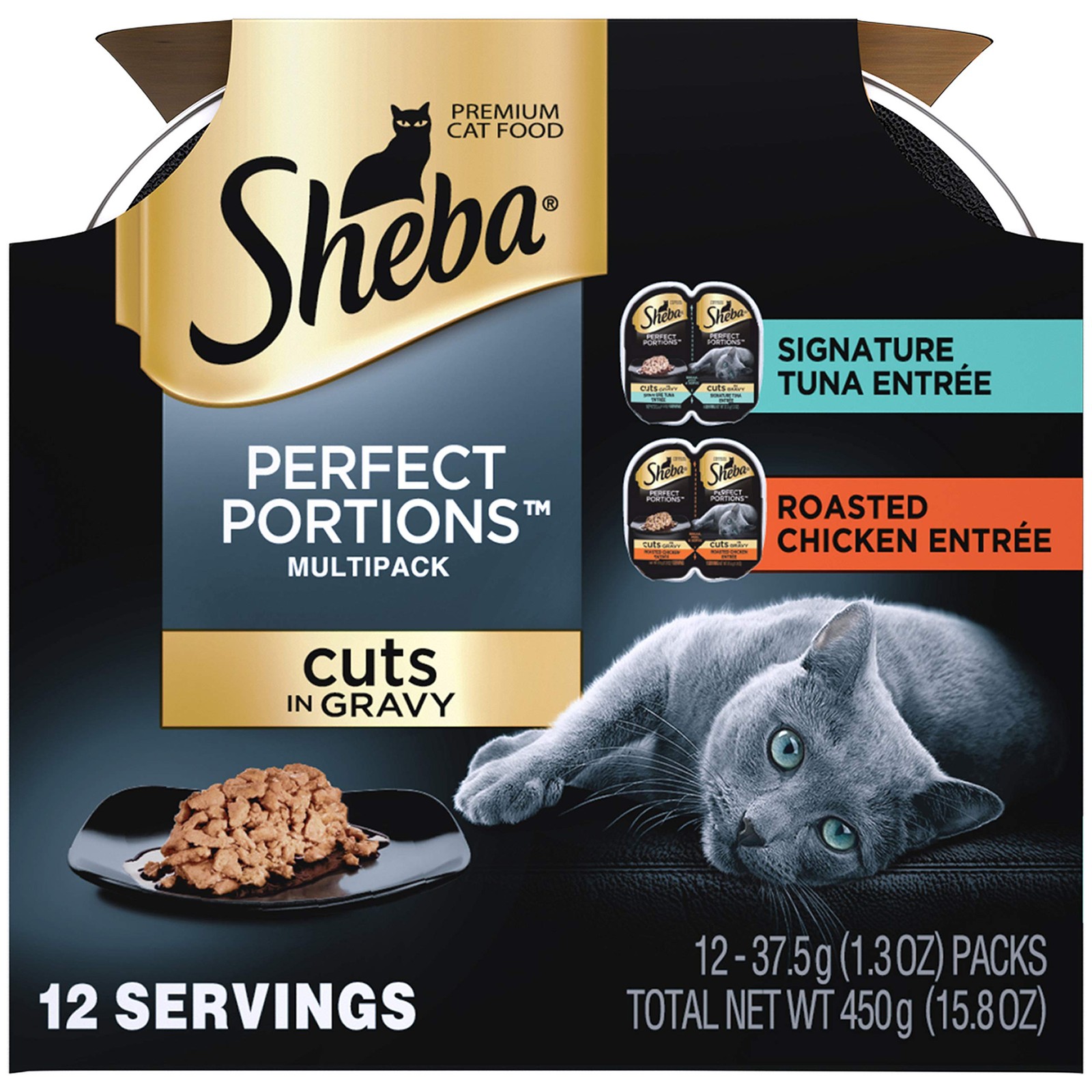 Sheba Perfect Portions Multipack Cuts in Gravy, Signature Tuna Entree, Roasted C