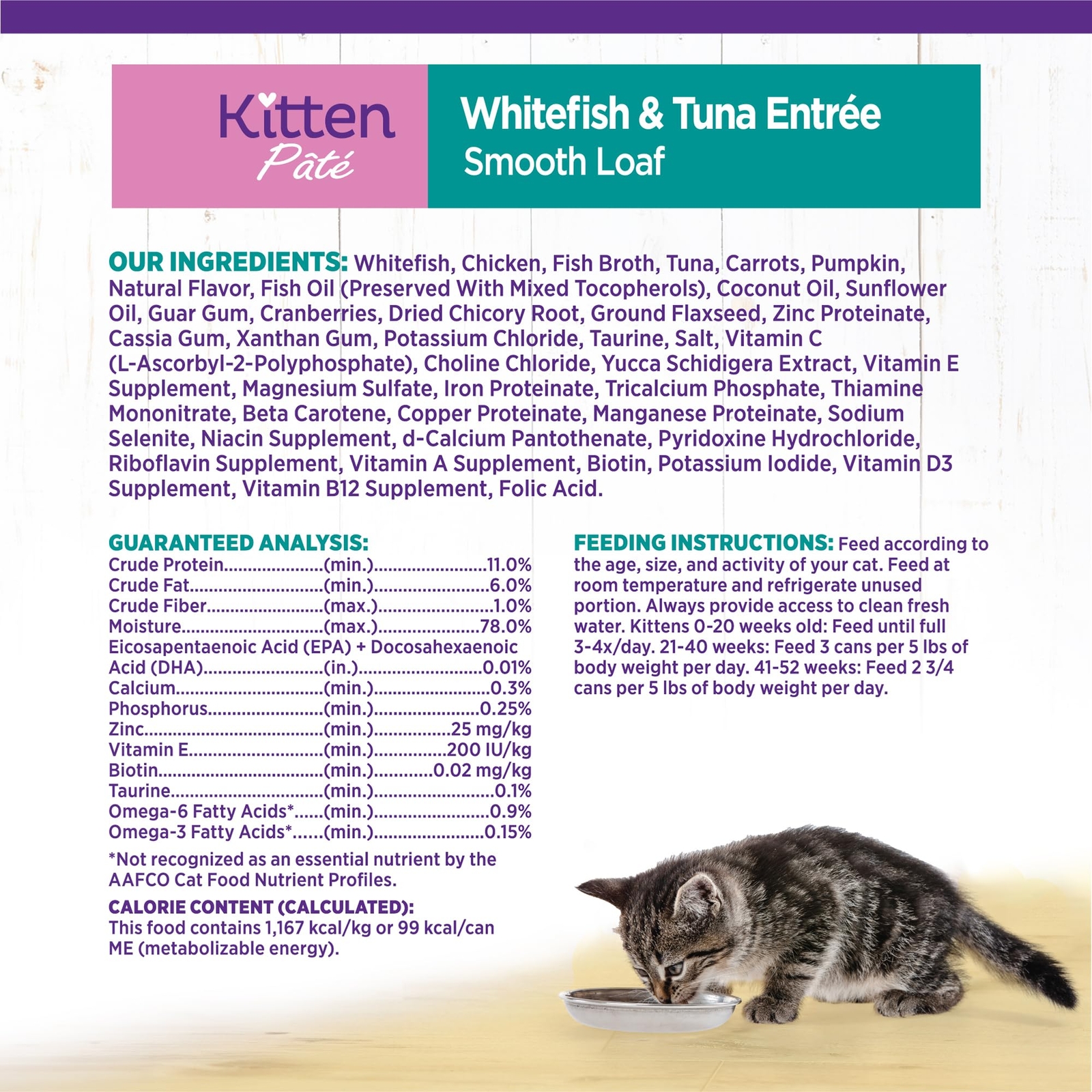 Wellness Grain Free Canned Kitten Food Whitefish Tuna Pack of 24 3 Ounce Cans