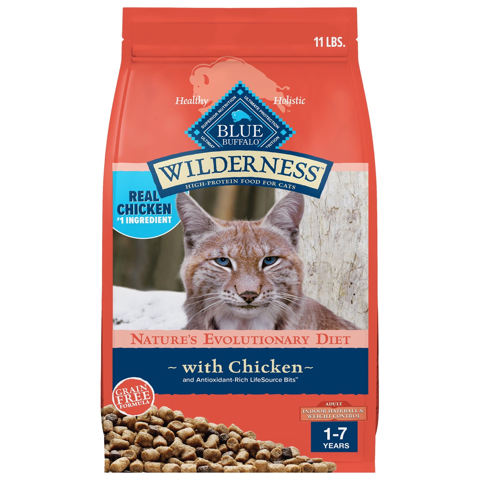 Indoor Hairball & Weight Control Dry Cat Food Chicken 11-lb. Bag