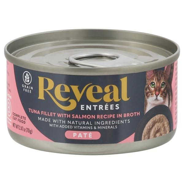 Reveal, Tuna Fillet with Salmon Recipe in Broth Cat 2.47 Ounce (Pack of 1)