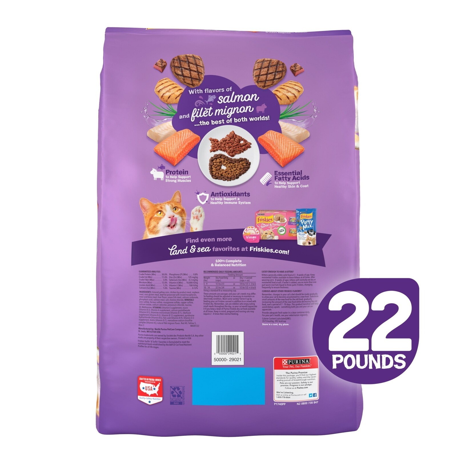 Dry Cat Food for Adult Cats Kittens Chicken Whitefish Salmon Protein 22 Lb. Bag