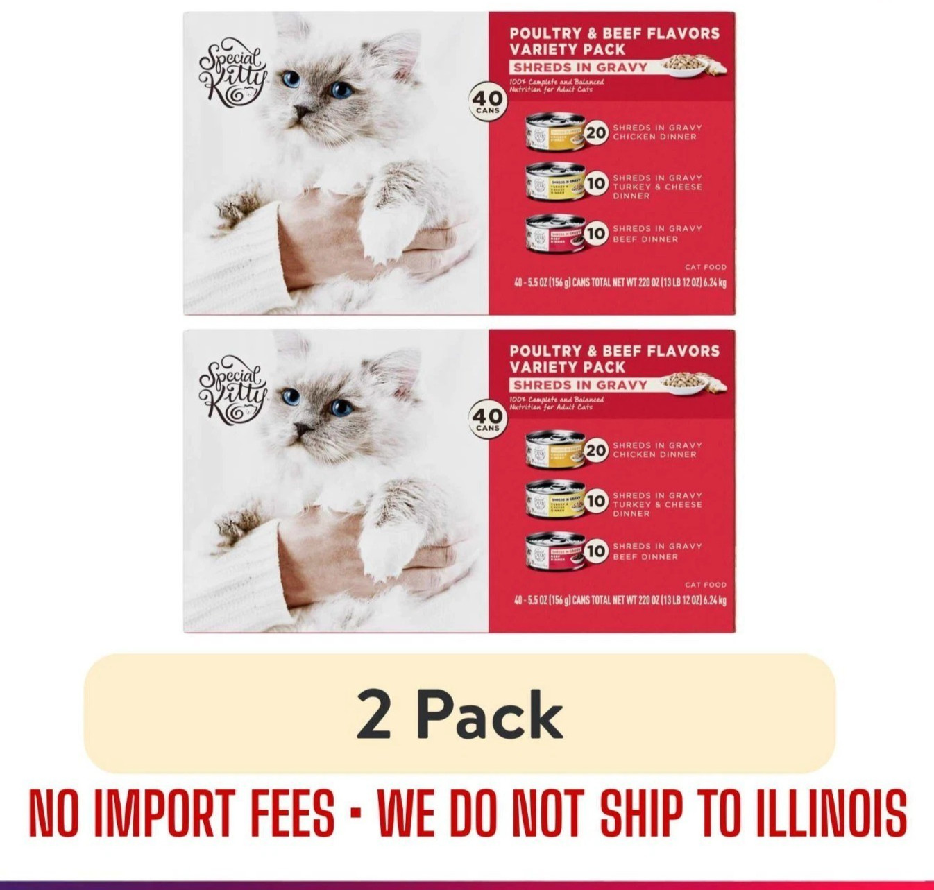 (2 Pack) Special Kitty Poultry & Beef Cuts in Gravy Wet Cat Food, 5.5 oz 40 Cans