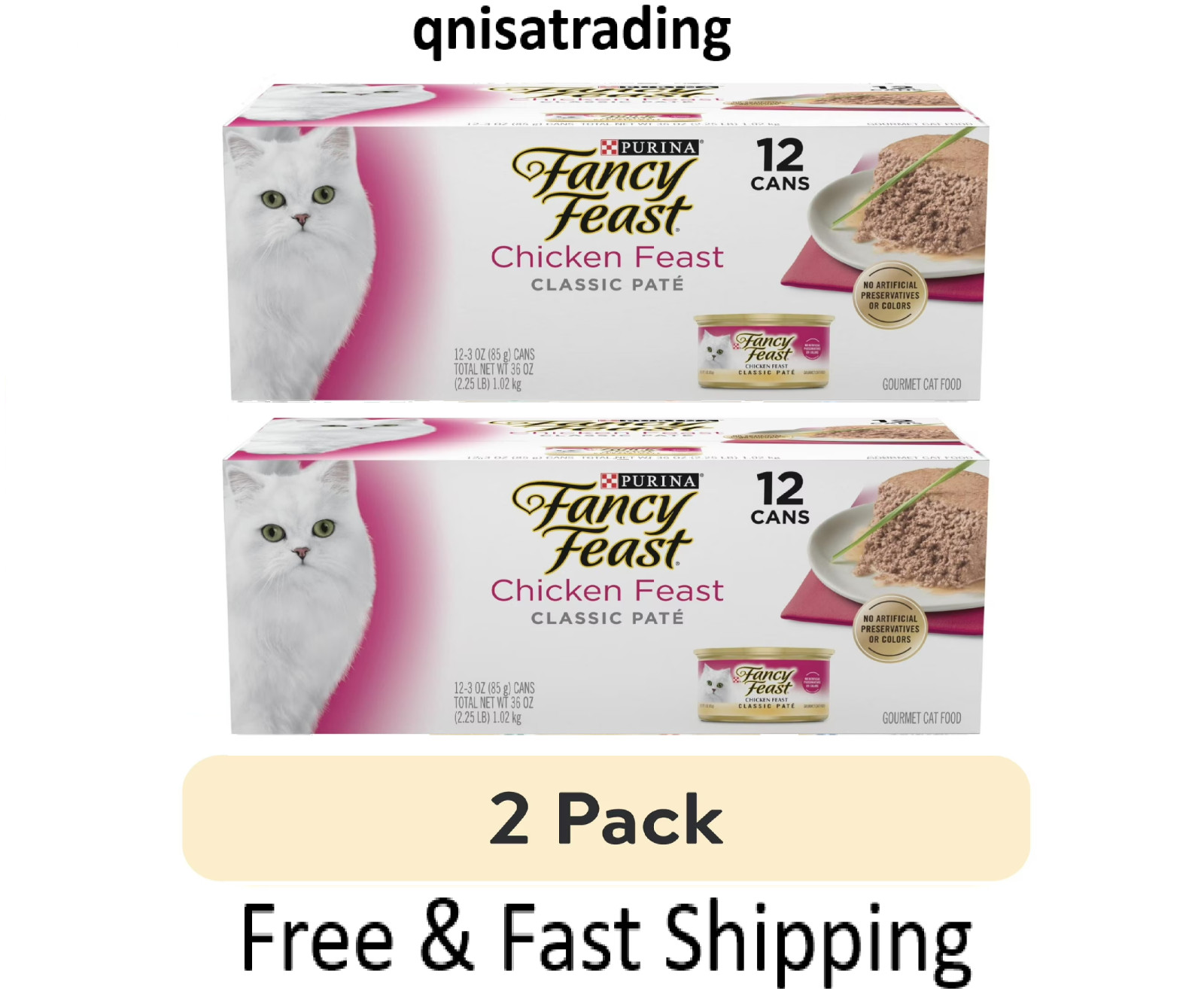 Purina Fancy Feast Classic Pate Wet Cat Food Chicken, Total 24 Cans of 3oz Each