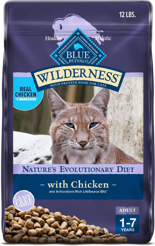 Blue Buffalo Wilderness Chicken High-Protein Grain-Free Adult Dry Cat Food, 12lb