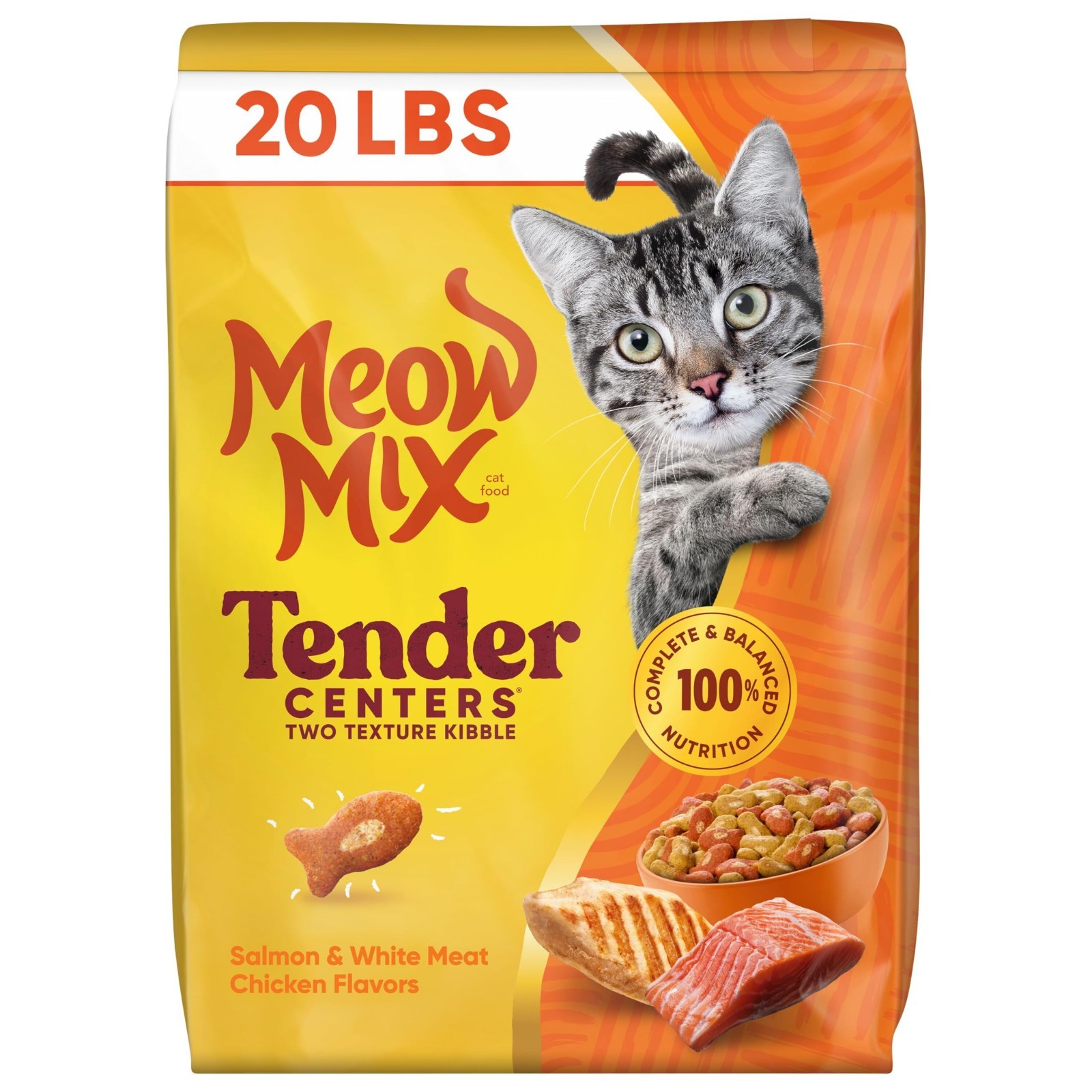 Tender Centers Dry Cat Food, Salmon & Chicken Flavors, 20 lb Bag – Mealtime Deli