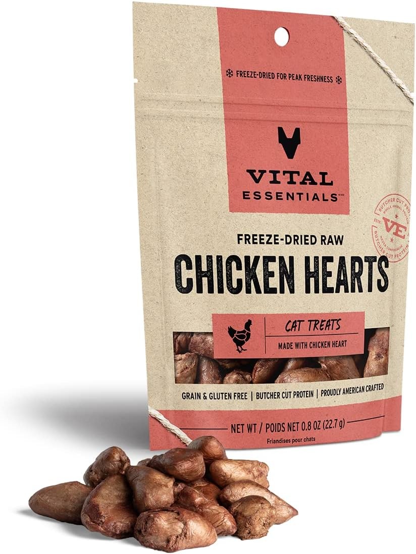 Freeze Dried Raw Chicken Hearts Cat Treats Single Ingredient Premium Quality