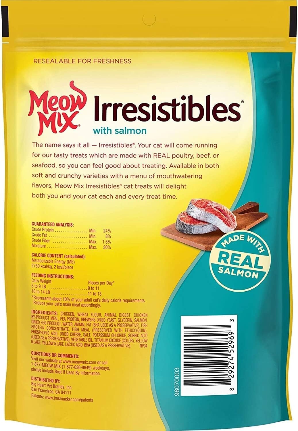Meow Mix Irresistibles Soft Cat Treats, Salmon, 3 Ounce Bag (Pack of 5)