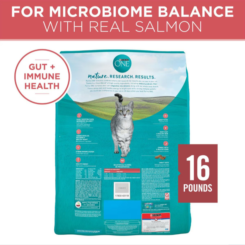(2 pack)Purina ONE Tender Selects Blend with Real Salmon Dry Cat Food, 16-lb bag