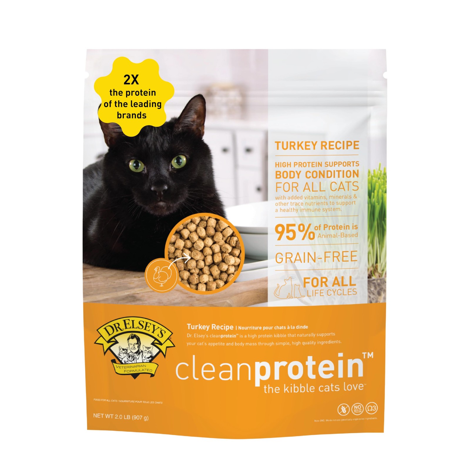 cleanprotein Turkey Cat Kibble 2 lb. Bag