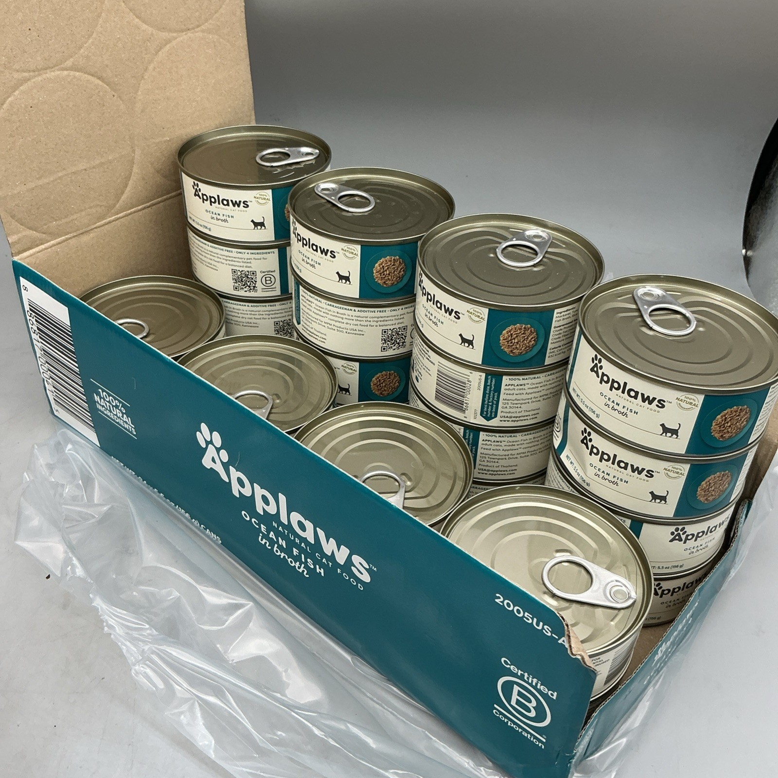 24 Pack Applaws Natural Cat Food Ocean Fish In Broth 5.5oz Each Exp 2028