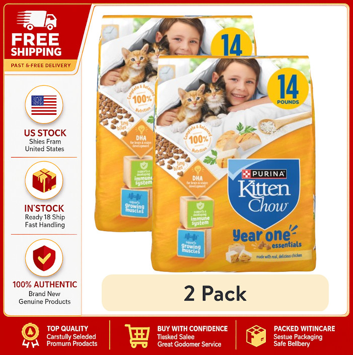 2 Pack Purina Kitten Chow Year One Essentials with Real Chicken High-Protein Com