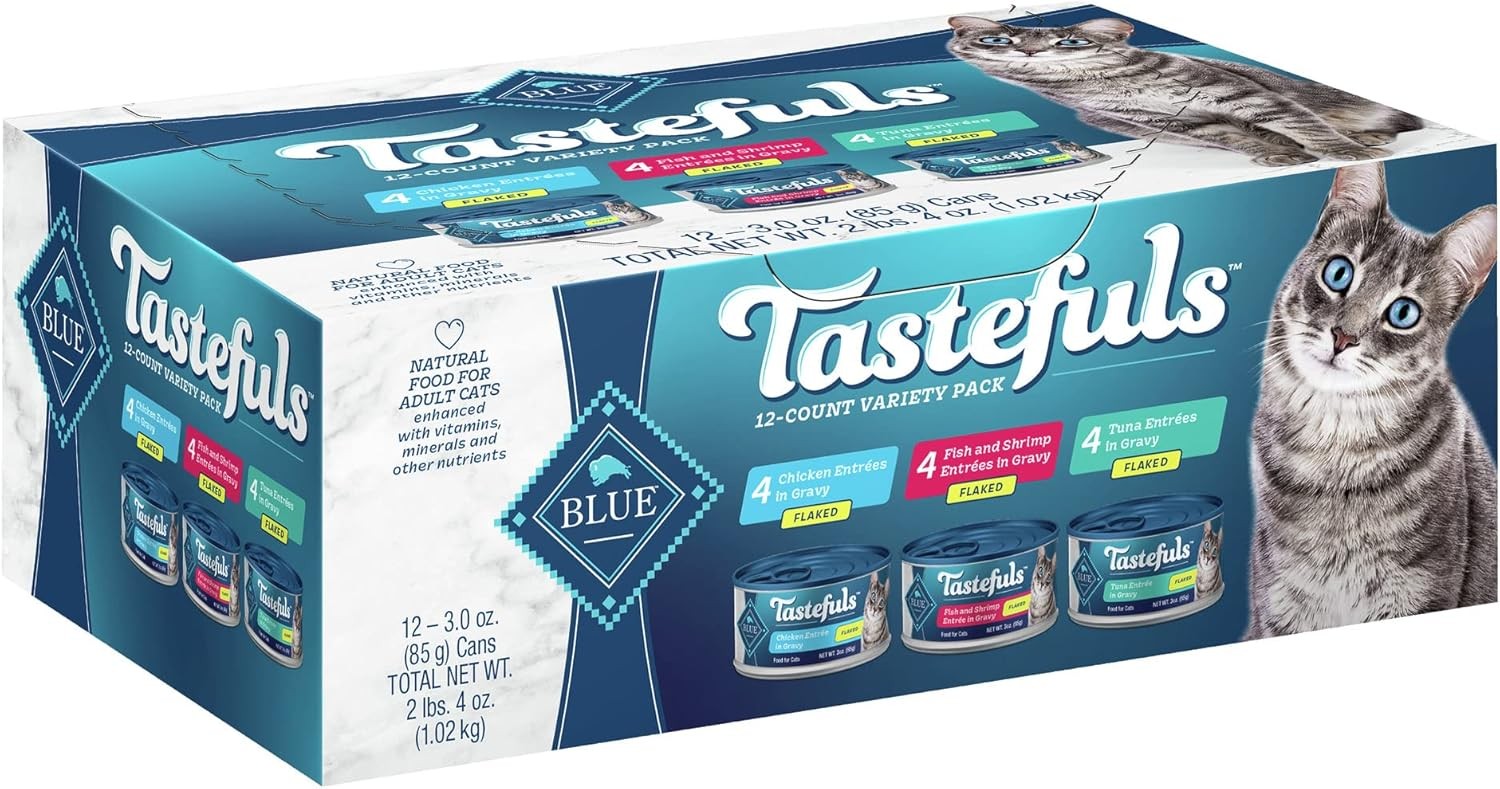 Blue Buffalo Tastefuls Flaked Wet Cat Food 3 Ounce (Pack of 12), Brown .