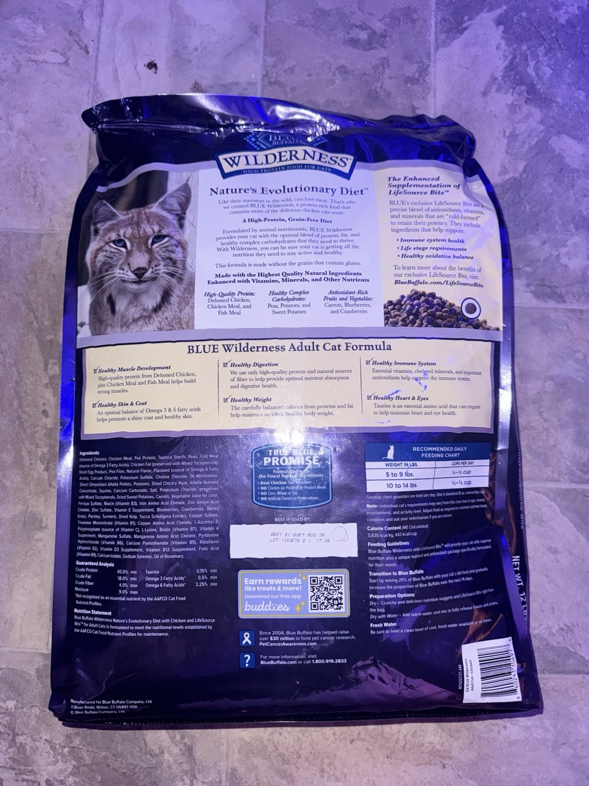 Blue Buffalo Wilderness Adult Dry Chicken Cat Food 12lb