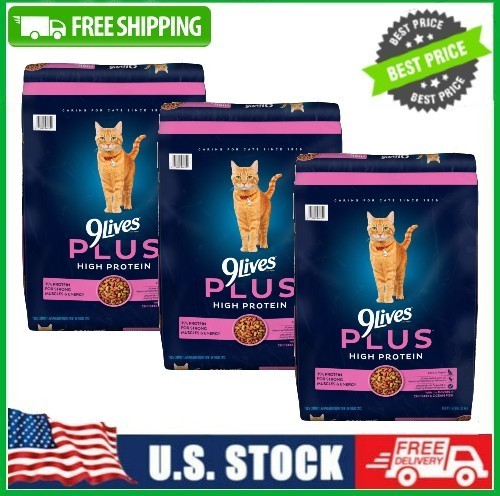 3 BAGS 9Lives PLUS High Protein Dry Cat Food, 15.5 lb. Bag