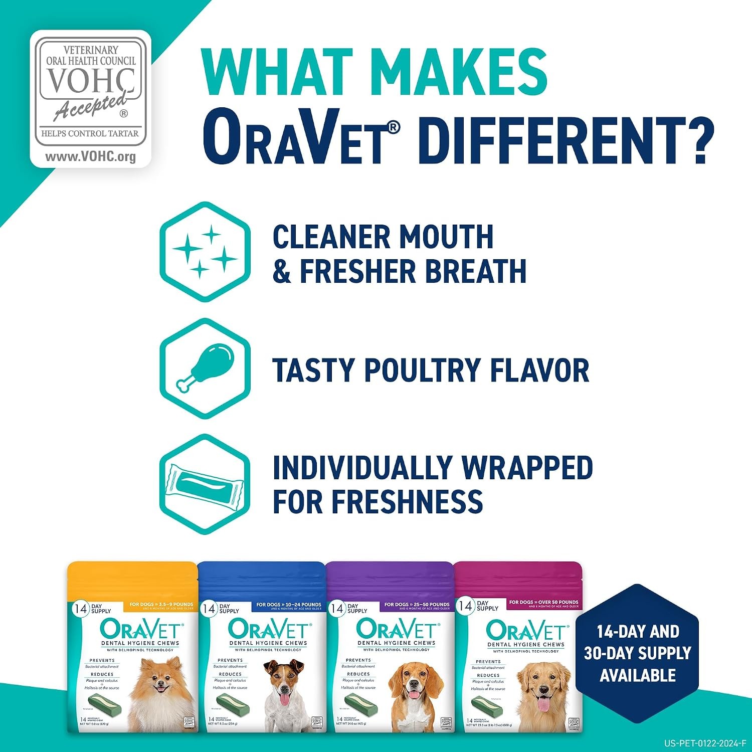 ORAVET Dental Chews for Dogs, Oral Care and Hygiene Chews (Medium Dogs, 25-50 lb